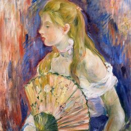 《有扇子的年轻女孩》贝尔特·摩里索特(Berthe Morisot)高清作品欣赏