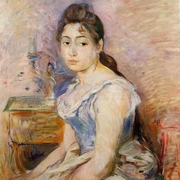 《穿着蓝色上衣的年轻女子》贝尔特·摩里索特(Berthe Morisot)高清作品欣赏
