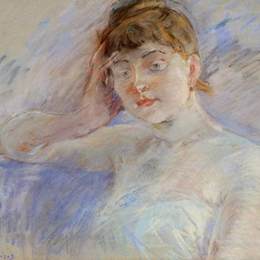 贝尔特·摩里索特(Berthe Morisot)高清作品:Young Woman in White (aka Isabelle Lemmonier)