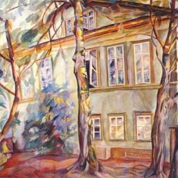 《树下的房子》鲍里斯·格里戈里耶夫(Boris Grigoriev)高清作品欣赏