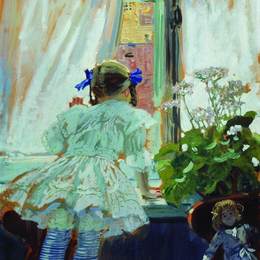 鲍里斯·克斯托依列夫(Boris Kustodiev)高清作品:At the window. Portrait of I.B. Kustodieva