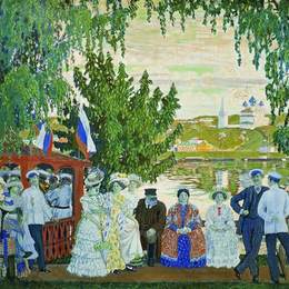 《节日聚会》鲍里斯·克斯托依列夫(Boris Kustodiev)高清作品欣赏