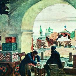 鲍里斯·克斯托依列夫(Boris Kustodiev)高清作品:Gostiny Dvor (In a merchant shout)