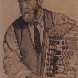 鲍里斯·克斯托依列夫(Boris Kustodiev)高清作品:Man with accounts (V.A. Kastalsky)