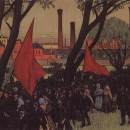 鲍里斯·克斯托依列夫(Boris Kustodiev)高清作品:May Day demonstration in Putilov