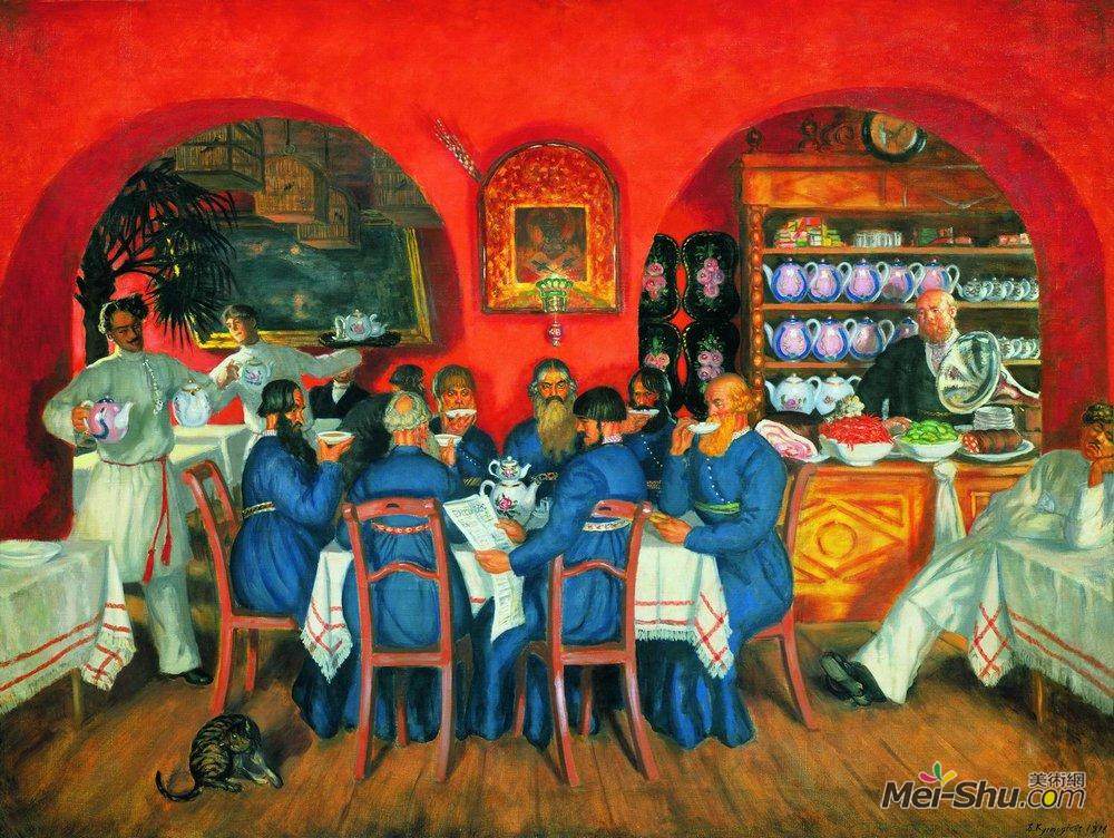 boris kustodiev鲍里斯·克斯托依列夫油画1159《莫斯科酒馆》鲍里斯