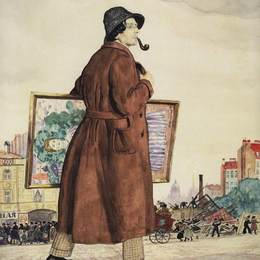 鲍里斯·克斯托依列夫(Boris Kustodiev)高清作品:Portrait of Isaak Brodsky