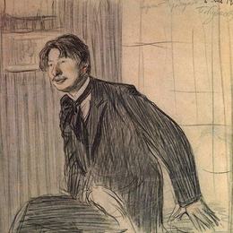 鲍里斯·克斯托依列夫(Boris Kustodiev)高清作品:Portrait of the poet Sergey Gorodetsky