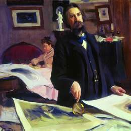 鲍里斯·克斯托依列夫(Boris Kustodiev)高清作品:Portrait of Vasily Vasilyevich Mate