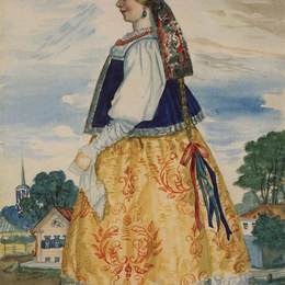 鲍里斯·克斯托依列夫(Boris Kustodiev)高清作品:Varvara. Costume Design for Nikolai Ostrovskys &amp;amp