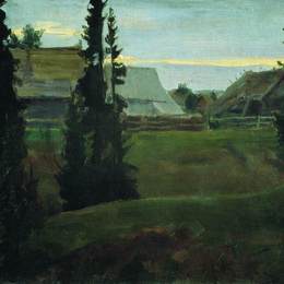 鲍里斯·克斯托依列夫(Boris Kustodiev)高清作品:Village Maureeno, Kostroma