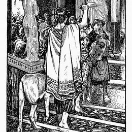 拜厄姆·肖(Byam Shaw)高清作品:Raphael and the Mob. Illustration from a 1914 Edition of Cha