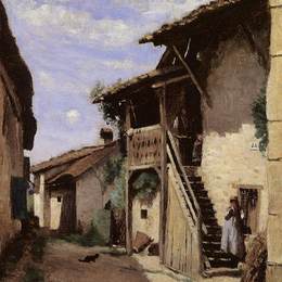 卡米耶·柯罗(Camille Corot)高清作品:A Village Street, Dardagny