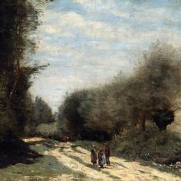 《克雷西恩布里路在该国》卡米耶·柯罗(Camille Corot)高清作品欣赏