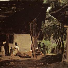 《伯纳斯奥伯兰的小屋入口》卡米耶·柯罗(Camille Corot)高清作品欣赏