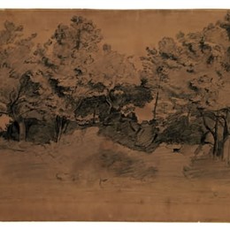 《鲁瓦亚景观，树木研究》卡米耶·柯罗(Camille Corot)高清作品欣赏