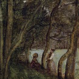 卡米耶·柯罗(Camille Corot)高清作品:Les Alinges, Haute Savoie, Figures under the Trees