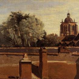 《奥尔良，从俯瞰圣彼得的窗口查看》卡米耶·柯罗(Camille Corot)高清作品欣赏