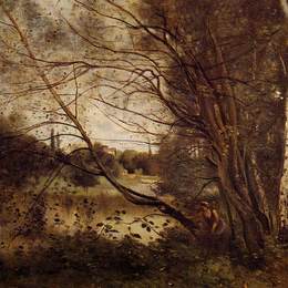《威尔达维河畔的池塘》卡米耶·柯罗(Camille Corot)高清作品欣赏