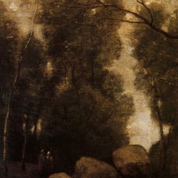 《林间的岩石》卡米耶·柯罗(Camille Corot)高清作品欣赏