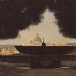 《罗马法兰西学院的喷泉》卡米耶·柯罗(Camille Corot)高清作品欣赏
