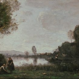 《察头附近的围网景观》卡米耶·柯罗(Camille Corot)高清作品欣赏