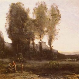 《树后的修道院》卡米耶·柯罗(Camille Corot)高清作品欣赏