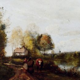 《河边的路》卡米耶·柯罗(Camille Corot)高清作品欣赏