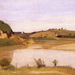 《罗马附近的泰伯河》卡米耶·柯罗(Camille Corot)高清作品欣赏