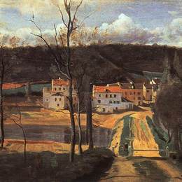 卡米耶·柯罗(Camille Corot)高清作品:Ville dAvray the Pond and the Cabassud House