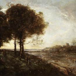 卡米耶·柯罗(Camille Corot)高清作品:Waterfall on the Romagnes