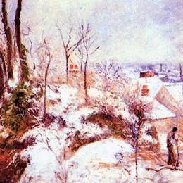 《雪中的小屋》卡米耶·毕沙罗(Camille Pissarro)高清作品欣赏