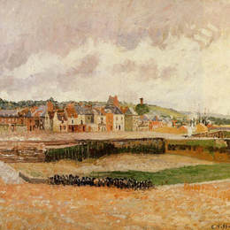 卡米耶·毕沙罗(Camille Pissarro)高清作品:Afternoon, the Dunquesne Basin, Dieppe, Low Tide