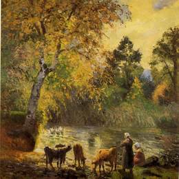 卡米耶·毕沙罗(Camille Pissarro)高清作品:Autumn, Montfoucault Pond