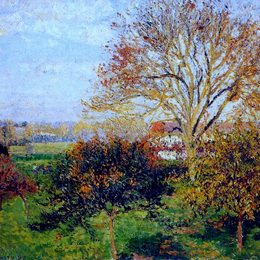 卡米耶·毕沙罗(Camille Pissarro)高清作品:Autumn morning at Eragny