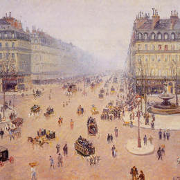 卡米耶·毕沙罗(Camille Pissarro)高清作品:Avenue de lOpera, Place du Thretre Francais Misty W