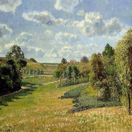 卡米耶·毕沙罗(Camille Pissarro)高清作品:Berneval Meadows, Morning