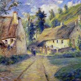 《蓬图瓦兹奥佛附近的小屋》卡米耶·毕沙罗(Camille Pissarro)高清作品欣赏