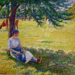 卡米耶·毕沙罗(Camille Pissarro)高清作品:Cowgirl, Eragny