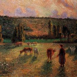 卡米耶·毕沙罗(Camille Pissarro)高清作品:Cowherd at Eragny