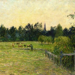 卡米耶·毕沙罗(Camille Pissarro)高清作品:Cowherd in a Field at Eragny