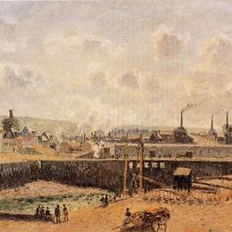 卡米耶·毕沙罗(Camille Pissarro)高清作品:Dieppe, Dunquesne Basin, Low Tide, Sun, Morning