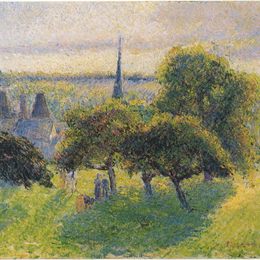 《森塞特农场和尖塔》卡米耶·毕沙罗(Camille Pissarro)高清作品欣赏