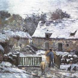 卡米耶·毕沙罗(Camille Pissarro)高清作品:Farm at Montfoucault 2