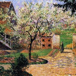 卡米耶·毕沙罗(Camille Pissarro)高清作品:Flowering Plum Tree, Eragny