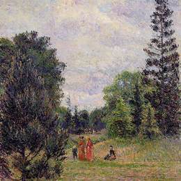 《邱园，靠近池塘的十字路口》卡米耶·毕沙罗(Camille Pissarro)高清作品欣赏