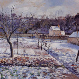 卡米耶·毕沙罗(Camille Pissarro)高清作品:LHermitage, Pontoise Snow Effect