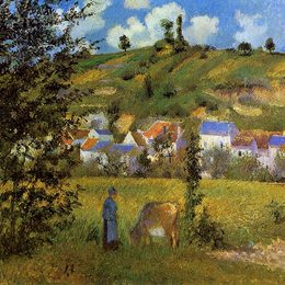 卡米耶·毕沙罗(Camille Pissarro)高清作品:Landscape at Chaponval