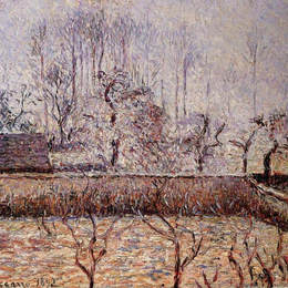 卡米耶·毕沙罗(Camille Pissarro)高清作品:Landscape, Frost and Fog, Eragny