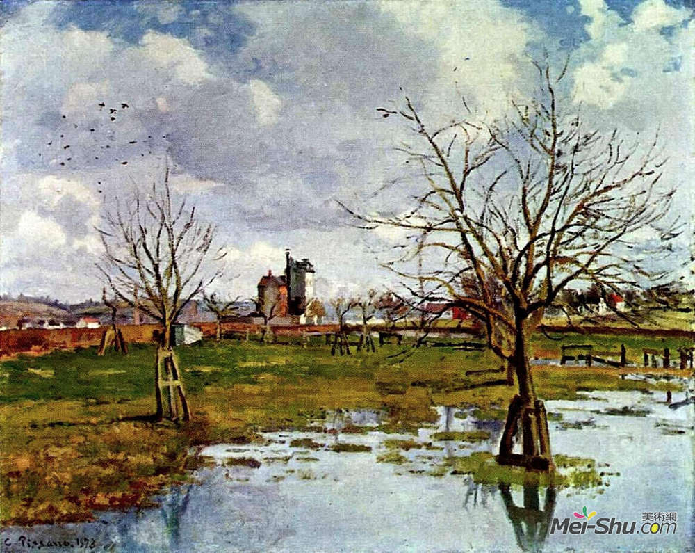 卡米耶·畢沙羅(camille pissarro)高清作品《水淹山水》